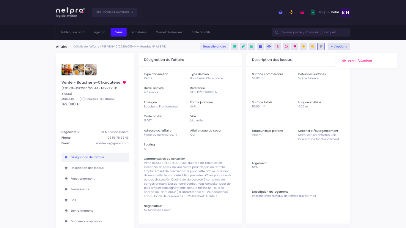 Masque saisie logiciel fonds de commerce